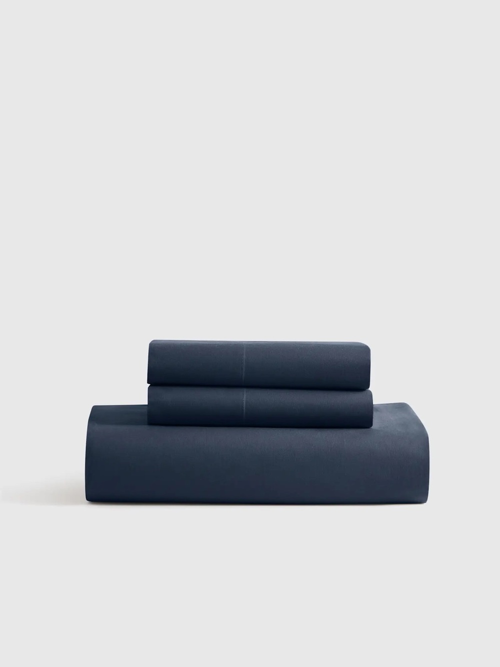 New Quince Organic Crisp Percale Fitted Sheet Set King $80 Navy